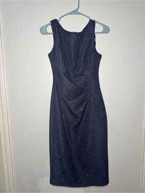 Eliza J Navy Sparkle Midi Sheath Dress